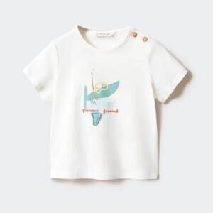 MANGO White Shark Print T-Shirt - 18-24 Months - Cotton